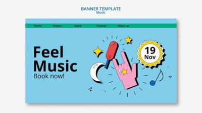 Flat Design Music Festival Banner – Free Download