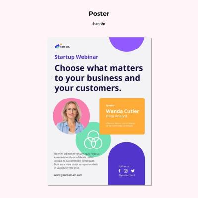 Start-up Poster Template Featuring Engaging Photo – Free Download