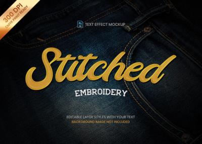 Stitched Embroidery Style Logo Text Effect PSD Template – Free Download