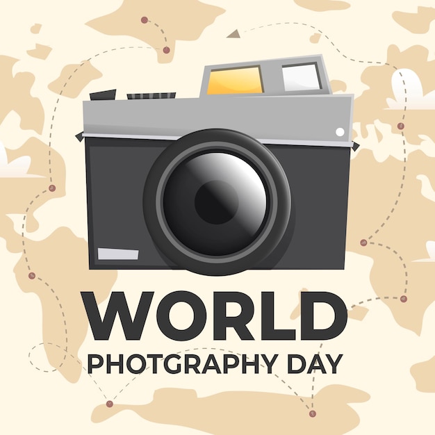 Flat World Photography Day Concept – Free Download