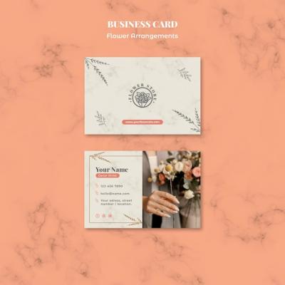 Horizontal Business Card Design for Floral Arrangements Shop – Free to Download