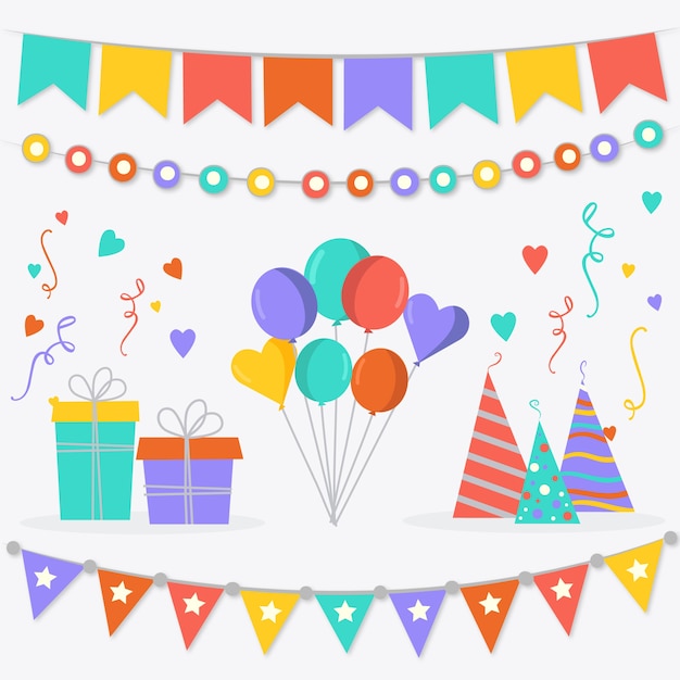 Colorful Birthday Decorations with Gifts and Balloons – Free Download