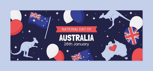 Hand Drawn Social Media Cover Template for Australia Day – Free Download