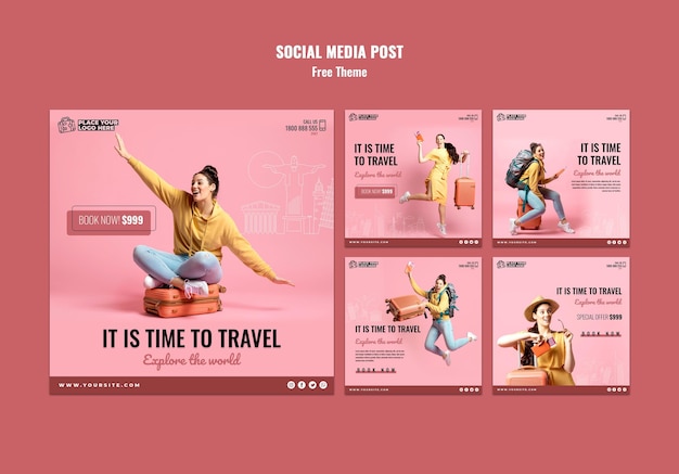 Travel Social Media Post Templates – Free to Download