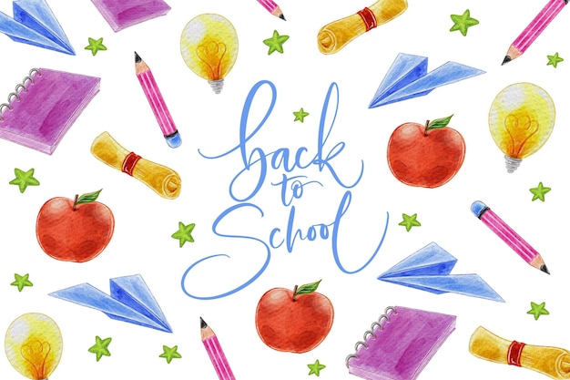 Watercolor Back to School Background Design – Free Download