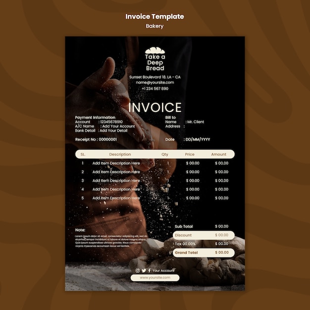 Flat Design Bakery Invoice Template – Free Download