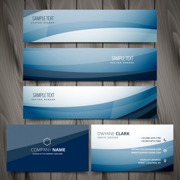 Blue Banners and Business Card – Free Stock Photo, Download for Free