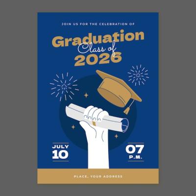 Hand Drawn Graduation Invitation Template – Free Download