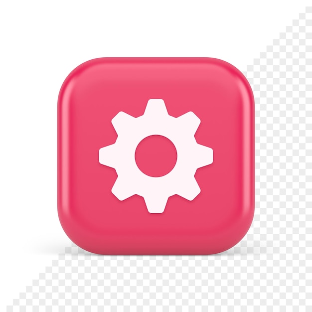 Cog Gear Button: 3D Realistic Icon for Web Technology and Repair Business Interface – Free Download