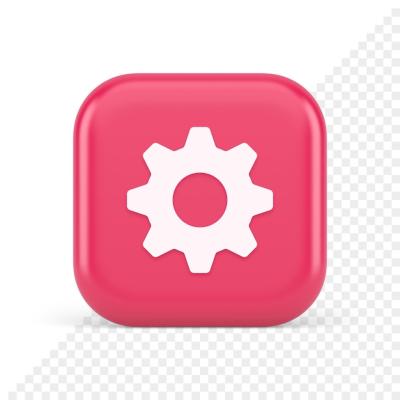 Cog Gear Button: 3D Realistic Icon for Web Technology and Repair Business Interface – Free Download