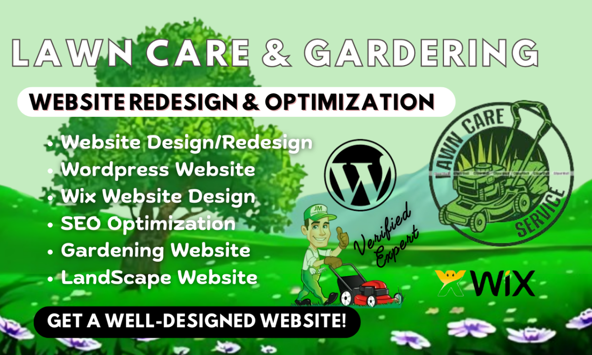 I Will Redesign Your Lawn Care, Landscape, and Gardening Website on WordPress or Wix