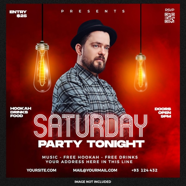 Saturday Party Social Media Template – Download Free Stock Photo