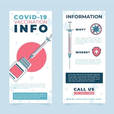 Flat Hand-Drawn Coronavirus Vaccination Informative Brochure Template – Free Download