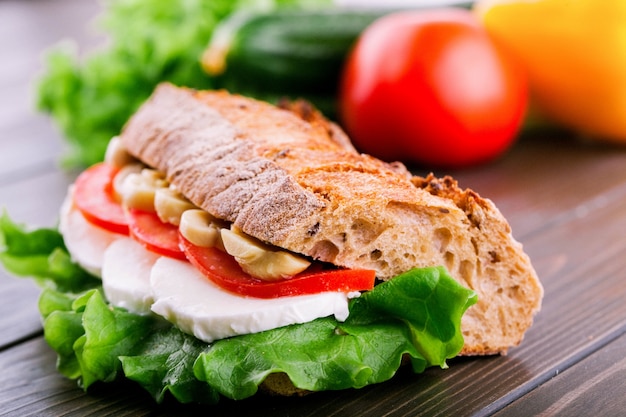 Wholemeal Bread Sandwich with Mushrooms, Tomatoes, Eggs, and Salad – Free Download