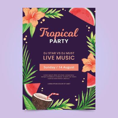 Tropical Party Poster Template – Free Download, Free Stock Photo