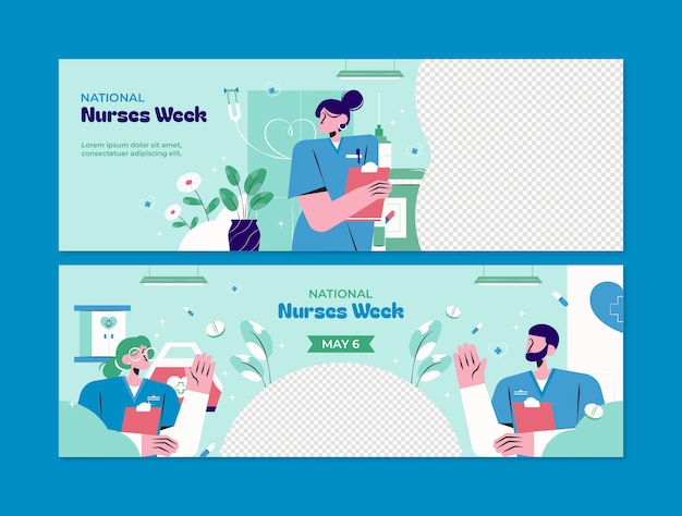 Horizontal Banner Template for National Nurses Week – Free Download