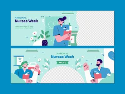 Horizontal Banner Template for National Nurses Week – Free Download