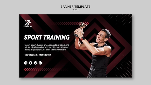 Fit Sportsman Winning a Prize Banner Template – Free to Download