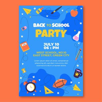 Flat Poster Template for Back to School Event – Free Download