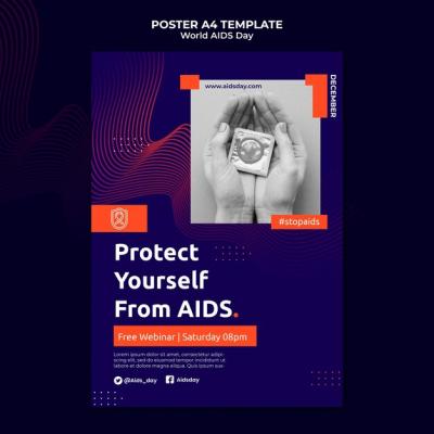 World AIDS Day Print Template with Orange Details – Free Download