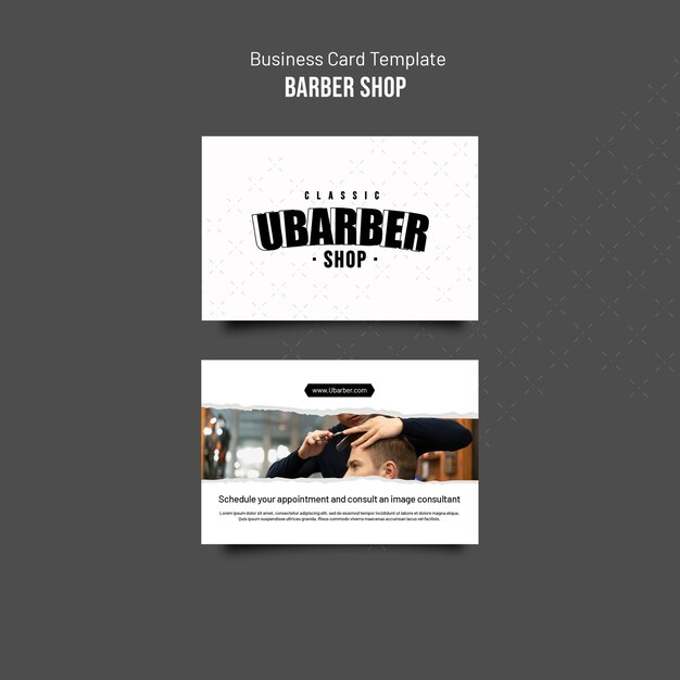 Horizontal Business Card Template for Barbershops – Free to Download