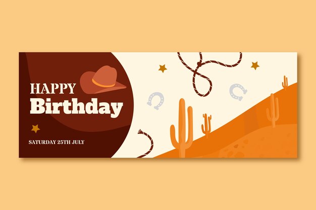 Hand Drawn Cowboy Party Facebook Cover Template – Free Download