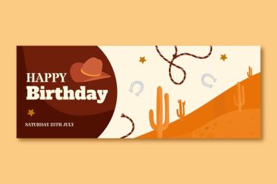 Hand Drawn Cowboy Party Facebook Cover Template – Free Download