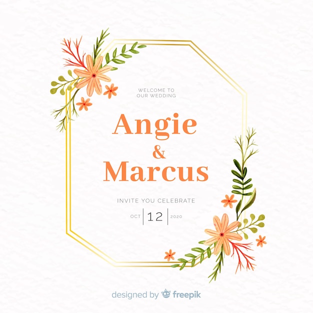 Colorful Watercolor Floral Frame for Wedding Invitations – Free Download