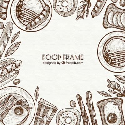 Hand Drawn Style Delicious Food Frame – Free Download