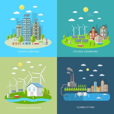 Eco City Design Concept Set – Free Download, Free Stock Photo