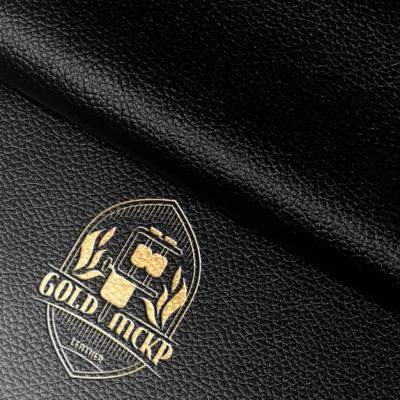 Gold Logo Mockup on Black Leather – Free Download