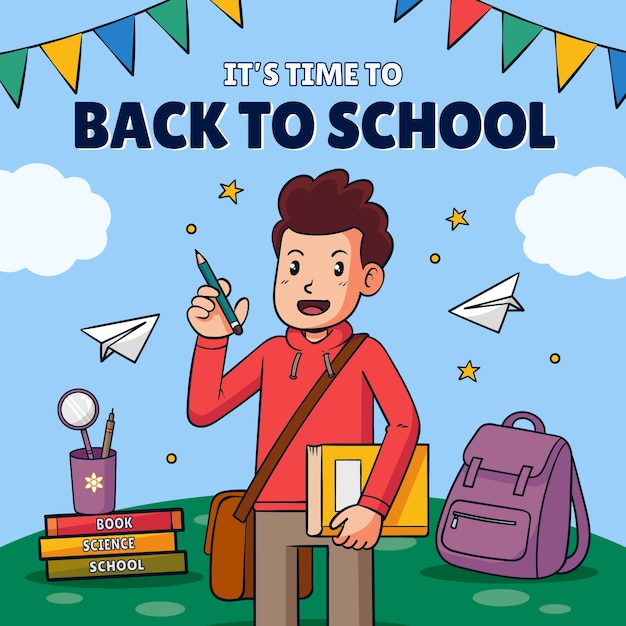 Hand Drawn Illustration for Back to School Season – Free Download