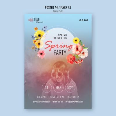 Spring Party Poster Template – Free Download