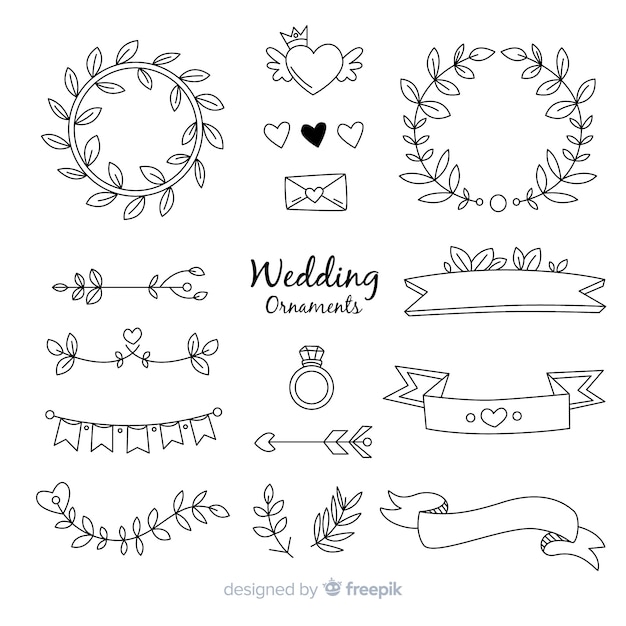 Hand Drawn Wedding Ornaments Collection – Free Download