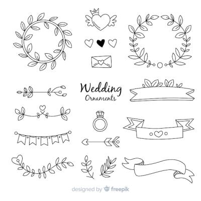 Hand Drawn Wedding Ornaments Collection – Free Download