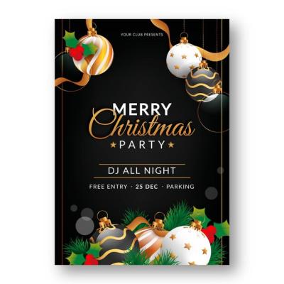 Christmas Party Flyer Template Featuring Realistic Photo – Free Download