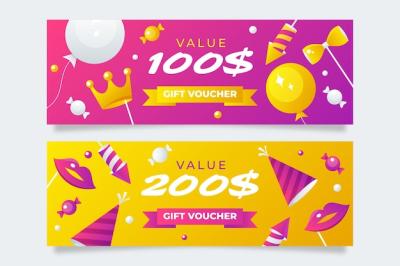 Stylish Gradient Birthday Gift Voucher Template – Free to Download