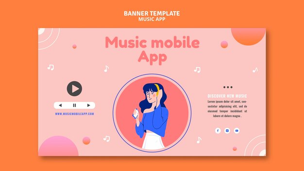 Music Mobile App Banner Template – Free Download