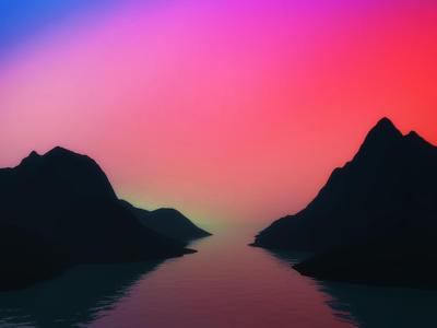 3D Abstract Landscape with Colourful Sky – Download Free Stock Photo