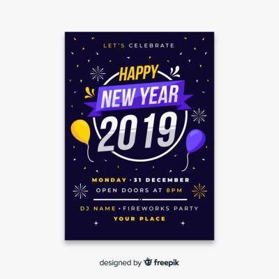 Modern New Year Party Poster Template – Free Download