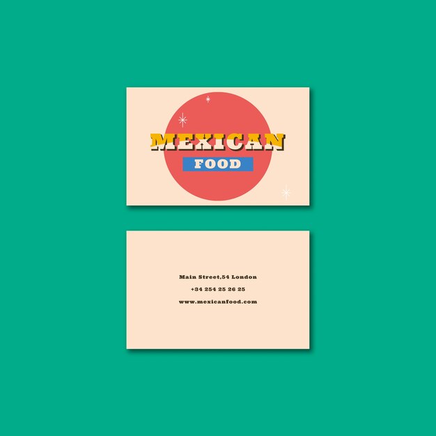 Horizontal Business Card Template for Mexican Food Restaurant – Free Download