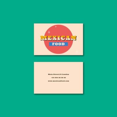 Horizontal Business Card Template for Mexican Food Restaurant – Free Download