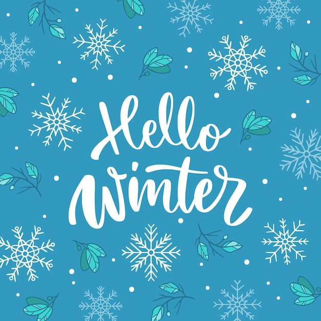 Hello Winter Lettering – Free Download Vector Template