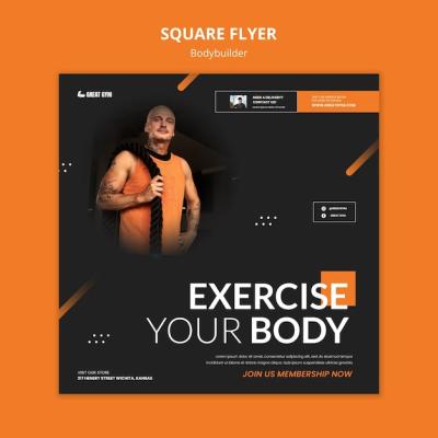 Gradient Bodybuilding Training Square Flyer – Free Download