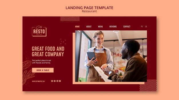 Flat Design Restaurant Landing Page Template – Free Download