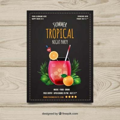 Tropical Party Brochure Featuring Cocktails – Free Stock Photo, Download Free