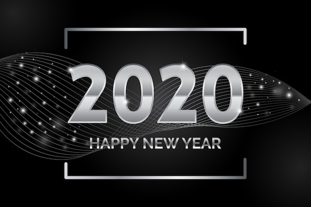 Silver Happy New Year 2020 Vector Template – Download Free Stock Photo