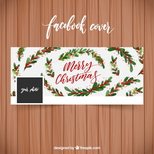 Merry Christmas Watercolour Cover for Facebook – Free Download