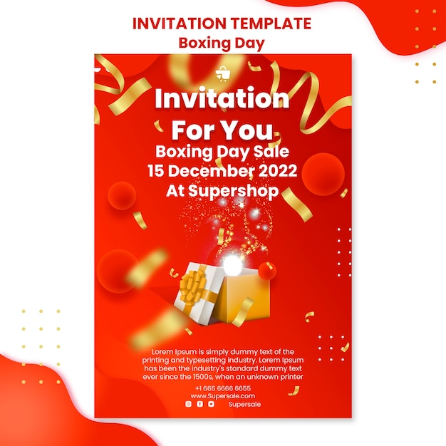 Realistic Boxing Day Invitation Template – Free Download