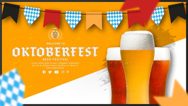 Oktoberfest Beer Glasses with Garland – Free Stock Photo for Download